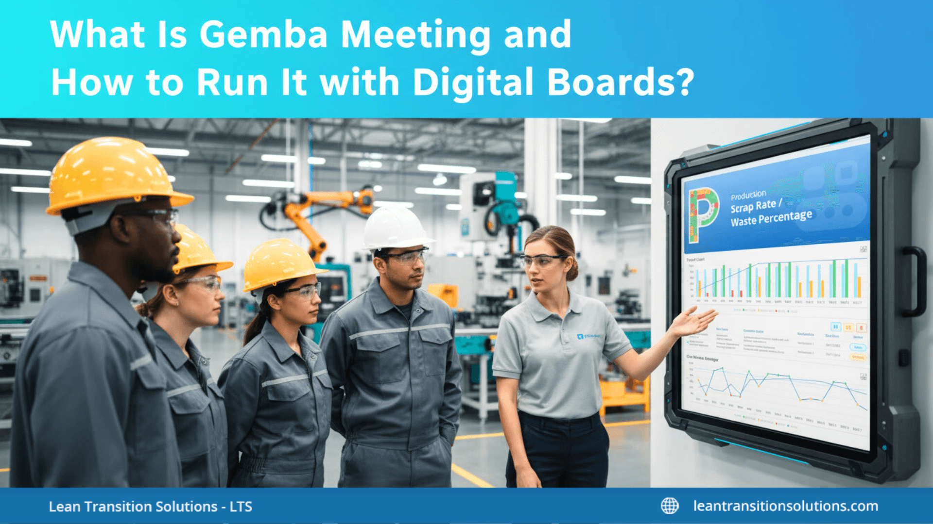 Gemba meeting with gemba board in dairy plant